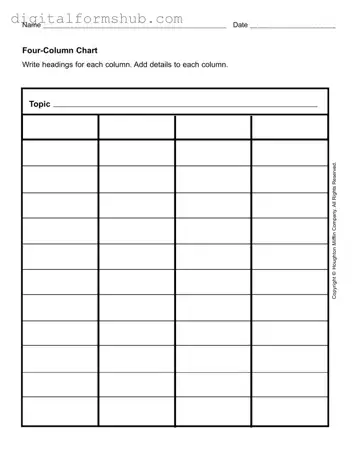 Free Four Column Chart Form in PDF