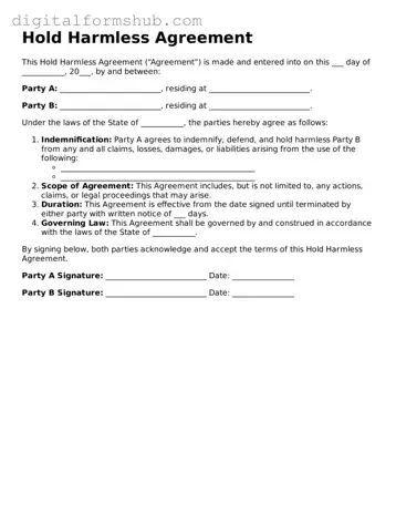 Valid Hold Harmless Agreement Document