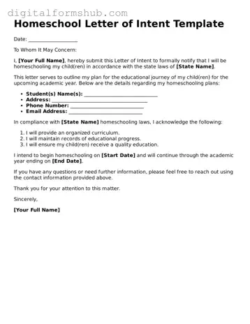 Valid Homeschool Letter of Intent Document