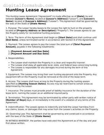 Valid Hunting Lease Agreement Document