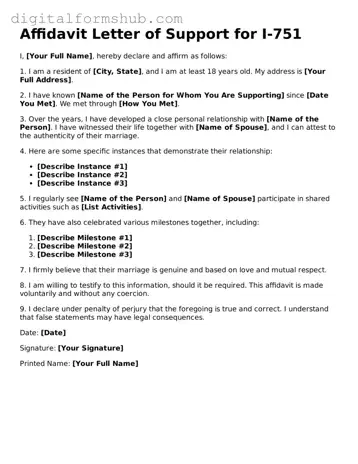 Valid Affidavit Letter of Support for I-751 Document