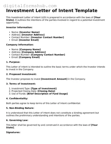 Valid Investment Letter of Intent Document