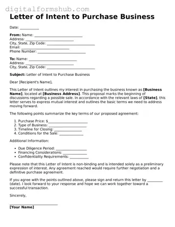 Valid Letter of Intent to Purchase Business Document
