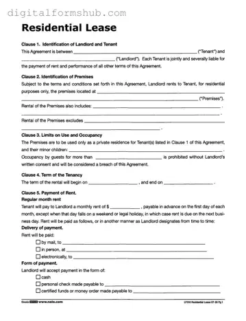 Free Lf310 Residential Lease Form in PDF