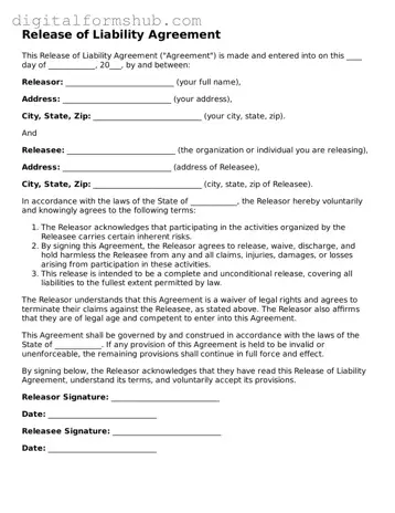 Valid Release of Liability Document