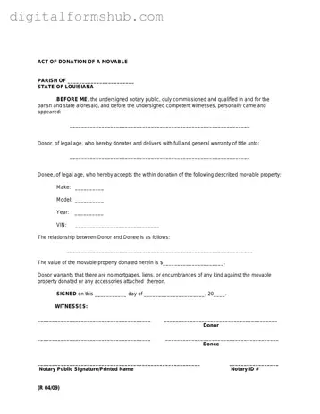 Free Louisiana act of donation Form in PDF