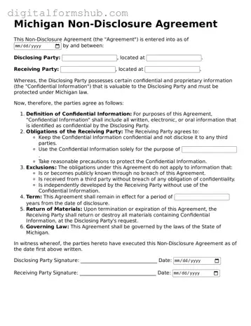 Official Non-disclosure Agreement Template for the State of Michigan