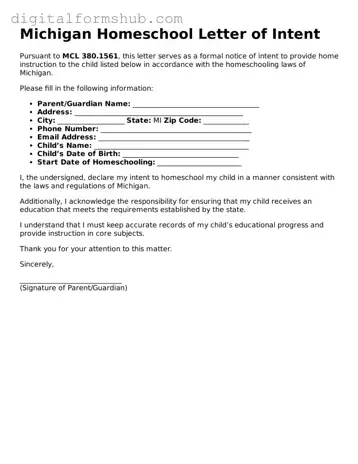 Official Homeschool Letter of Intent Template for the State of Michigan