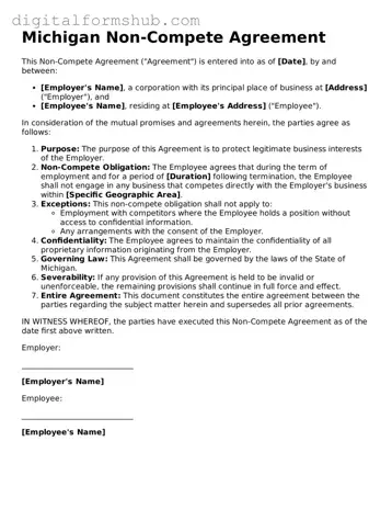 Official Non-compete Agreement Template for the State of Michigan