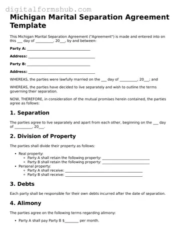 Official Marital Separation Agreement Template for the State of Michigan