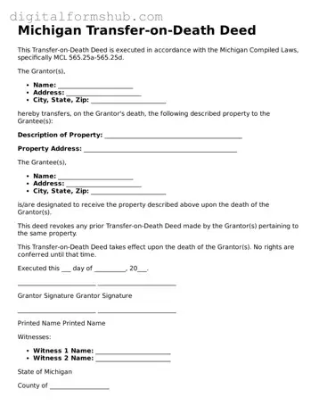 Official Transfer-on-Death Deed Template for the State of Michigan