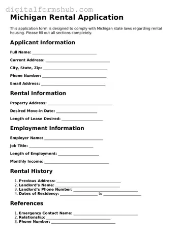 Official Rental Application Template for the State of Michigan