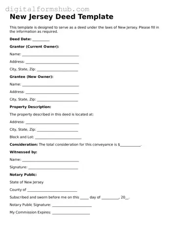 Official Deed Template for the State of New Jersey