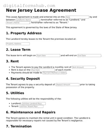 Official Lease Agreement Template for the State of New Jersey