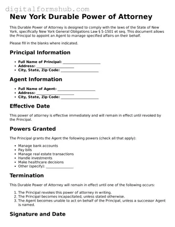 Official Durable Power of Attorney Template for the State of New York
