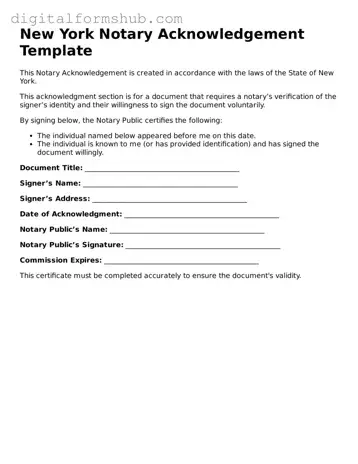 Official Notary Acknowledgement Template for the State of New York