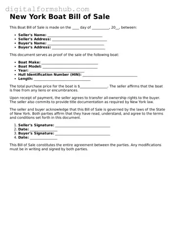 Official Boat Bill of Sale Template for the State of New York