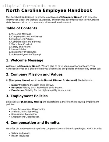 Official Employee Handbook Template for the State of North Carolina