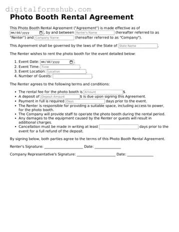 Valid Photo Booth Rental Agreement Document