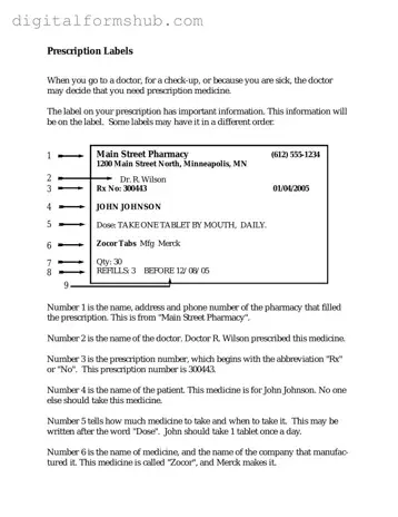 Free Prescription Label Form in PDF