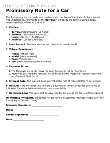 Valid Promissory Note for a Car Document