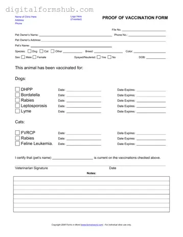 Free Proof Of Vaccination Dog Form in PDF