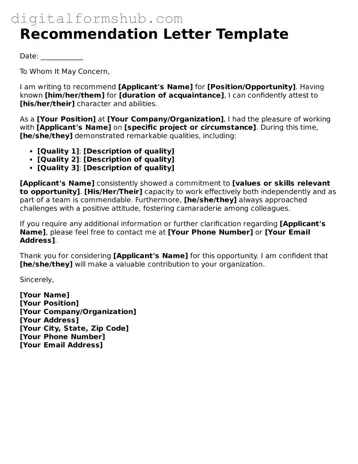 Valid Recommendation Letter Document