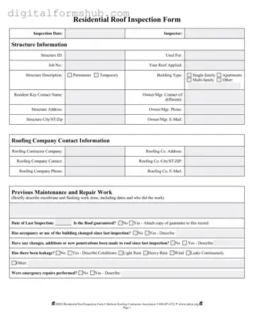 Free Roof Inspection Form in PDF