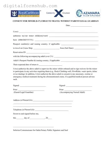 Free Royal Caribbean Parental Consent Form in PDF