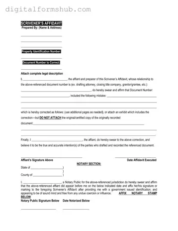 Free Scrivener's Affidavit Form in PDF