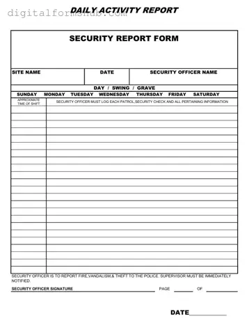 Free Security Guard Daily Report Sample Form in PDF