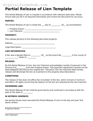 Valid Partial Release of Lien Document