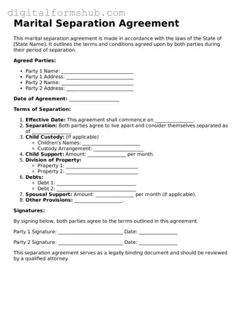 Valid Marital Separation Agreement Document