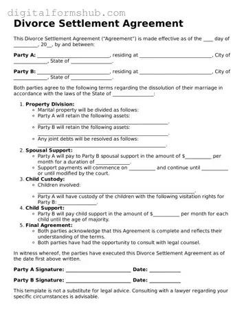 Valid Divorce Settlement Agreement Document