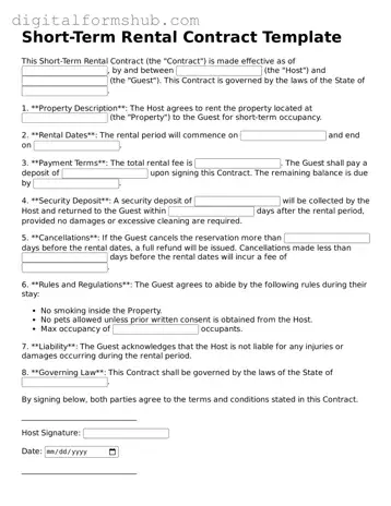 Valid Short-Term Rental Contract Document
