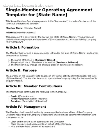 Valid Single-Member Operating Agreement Document