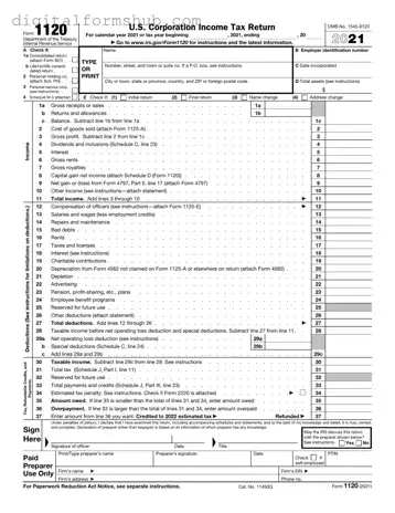 Free IRS 1120 Form in PDF
