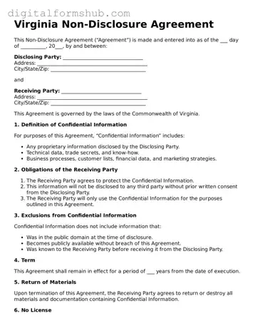 Official Non-disclosure Agreement Template for the State of Virginia
