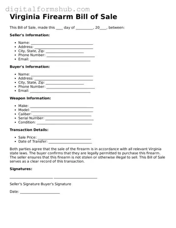Official Firearm Bill of Sale Template for the State of Virginia