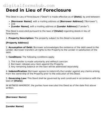 Valid Deed in Lieu of Foreclosure Document