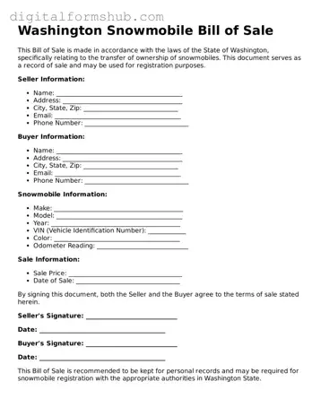 Official Snowmobile Bill of Sale Template for the State of Washington