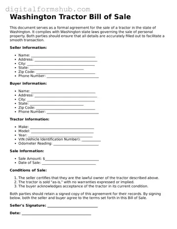 Official Tractor Bill of Sale Template for the State of Washington
