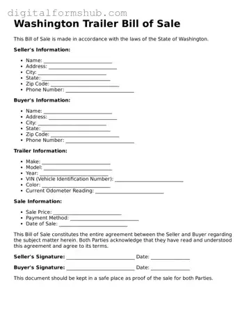 Official Trailer Bill of Sale Template for the State of Washington