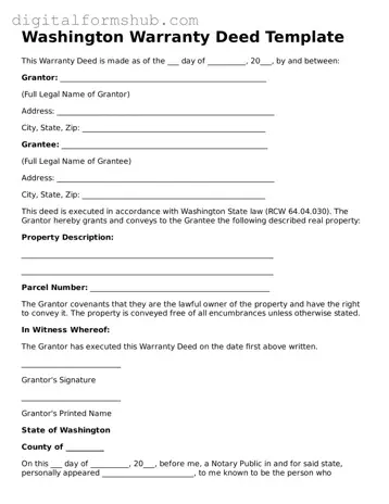 Official Deed Template for the State of Washington