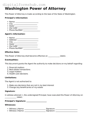 Official Power of Attorney Template for the State of Washington