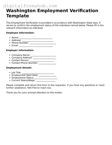 Official Employment Verification Template for the State of Washington