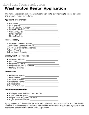 Official Rental Application Template for the State of Washington