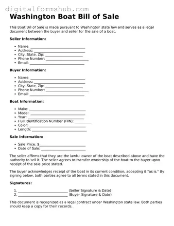 Official Boat Bill of Sale Template for the State of Washington
