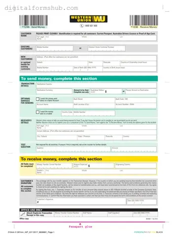 Free Western Union Form in PDF