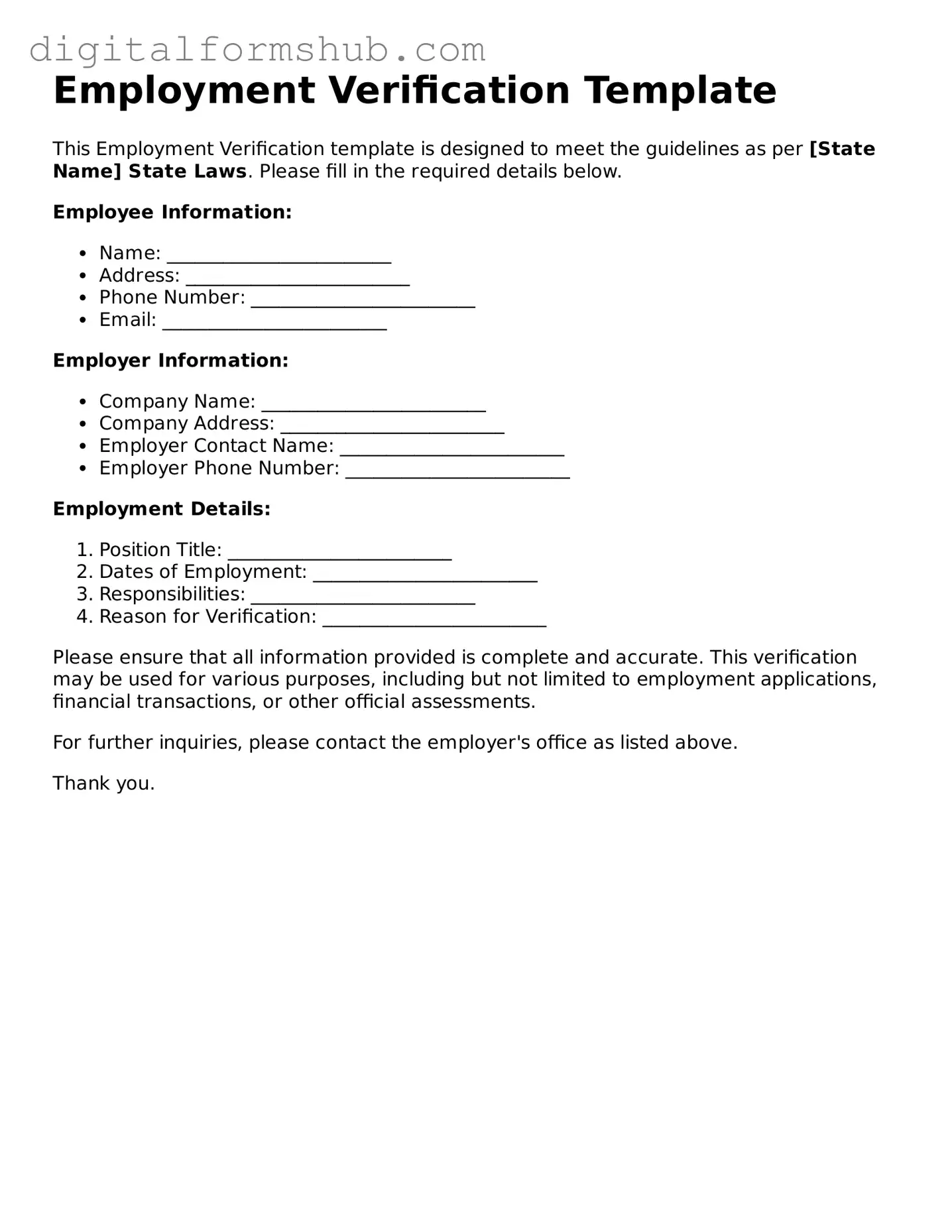 Valid Employment Verification Document